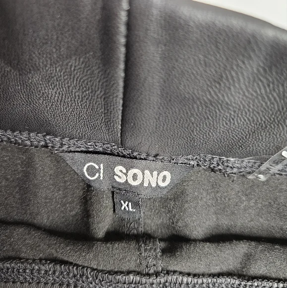 CI Sono Black Faux Leather Leggings Stretch Vegan Leather NWOT Ladies Size XL - Picture 2 of 11